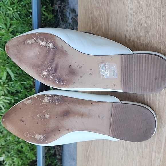 Madewell Women 8.5 Frances Skimmer Ivory Leather Pointed Toe Flat Mules - Picture 7 of 12